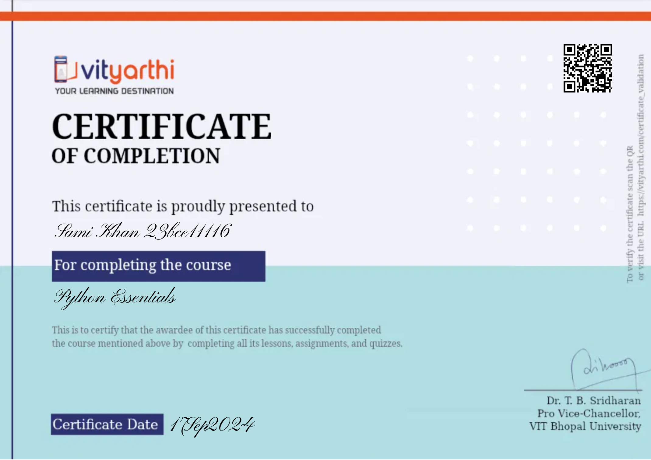 Python Essentials certificate